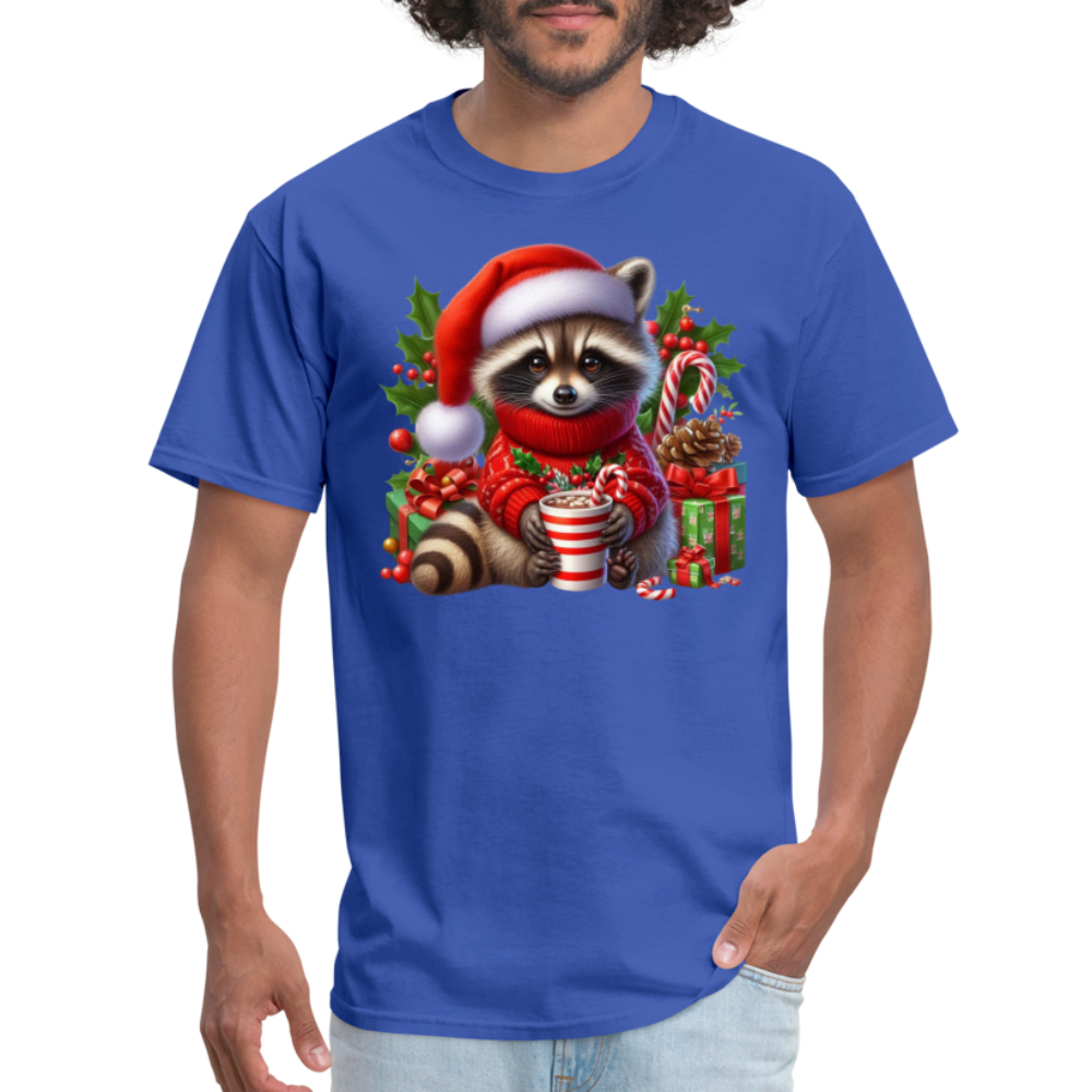 Christmas Cute Feral Raccoon T-Shirt - royal blue