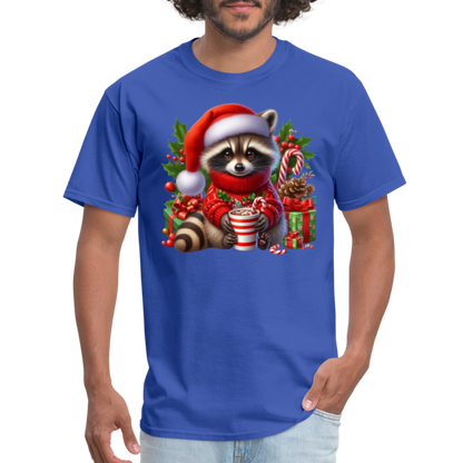 Christmas Cute Feral Raccoon T-Shirt - royal blue