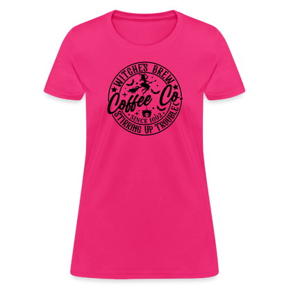 Witches Brew Coffee Co Women's Contoured T-Shirt (Halloween) - fuchsia