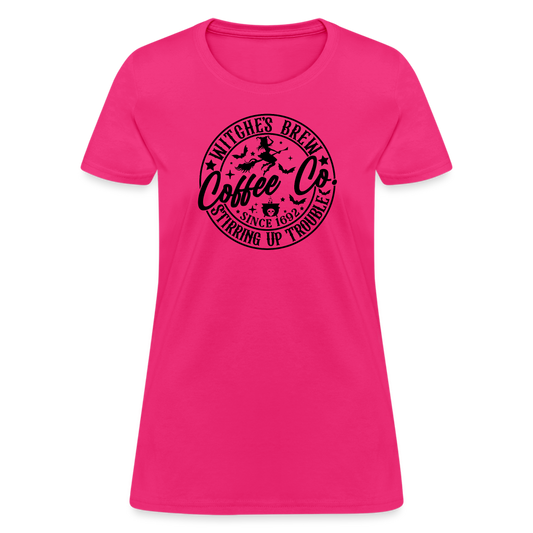 Witches Brew Coffee Co Women's Contoured T-Shirt (Halloween) - fuchsia