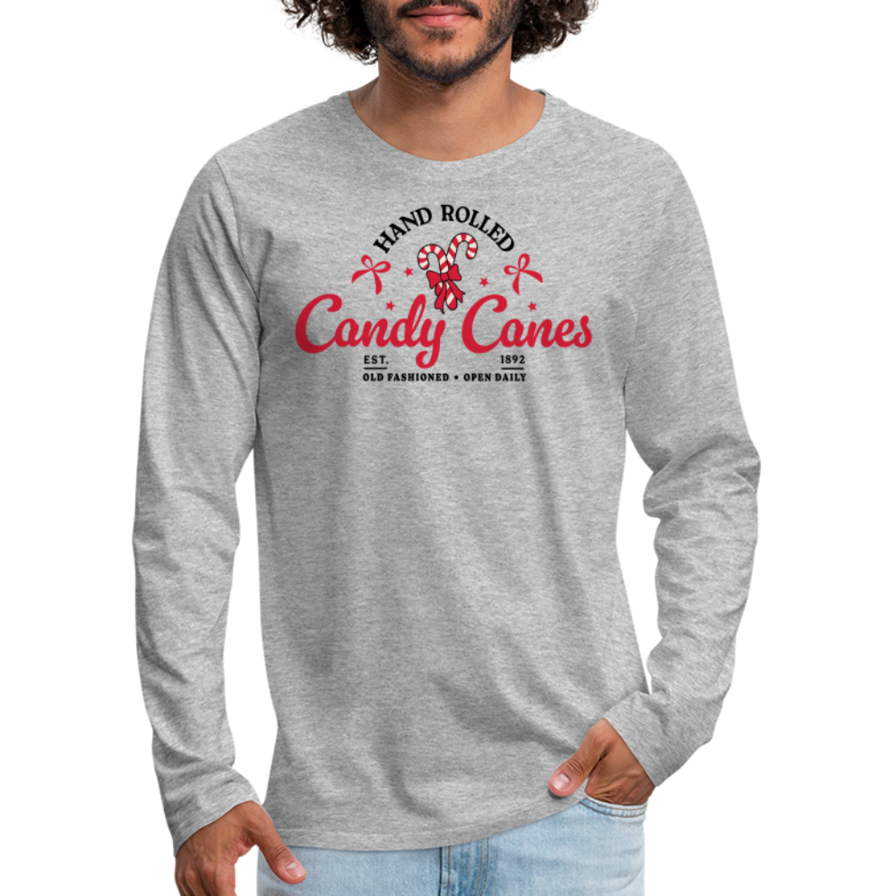 Hand Rolled Candy Canes Men's Premium Long Sleeve T-Shirt - heather gray