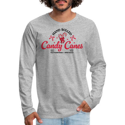 Hand Rolled Candy Canes Men's Premium Long Sleeve T-Shirt - heather gray