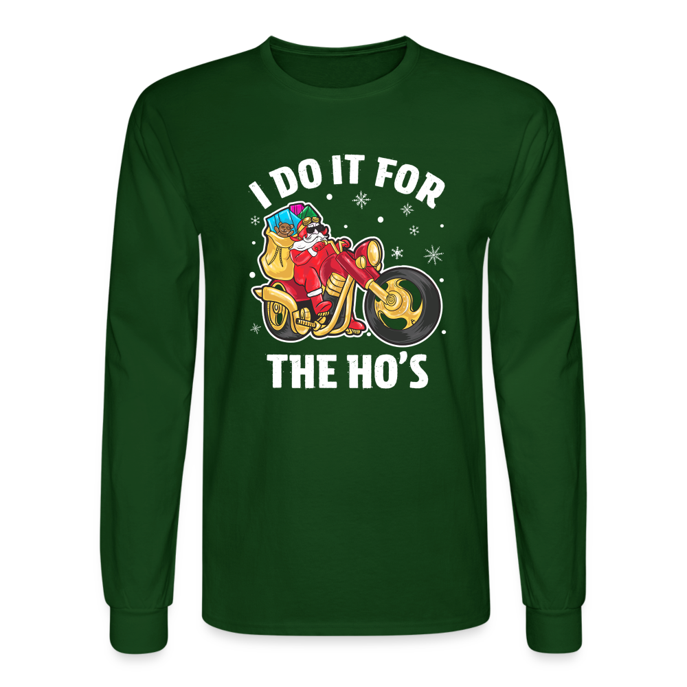 Christmas Biker Santa Riding Motorcycle Men's Long Sleeve T-Shirt - forest green