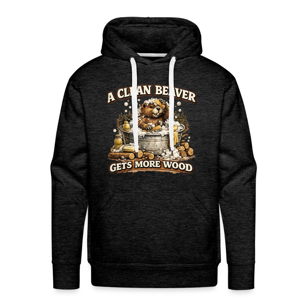 A Clean Beaver Gets More Wood Funny Adult Humor Hoodie Color: charcoal grey