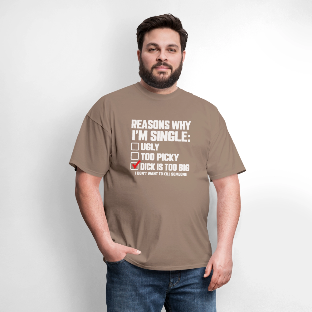Reasons Why I'm Single Funny Adult Humor T-Shirt – Dirty Joke Graphic Tee Color: Blue Dusk