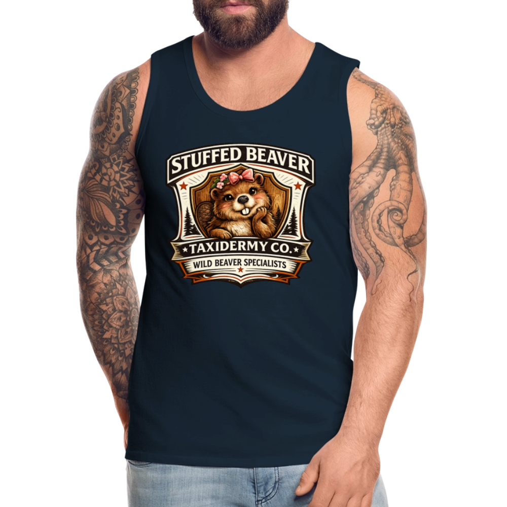 Stuffed Beaver Taxidermy Funny Tank Top Color: Deep Navy