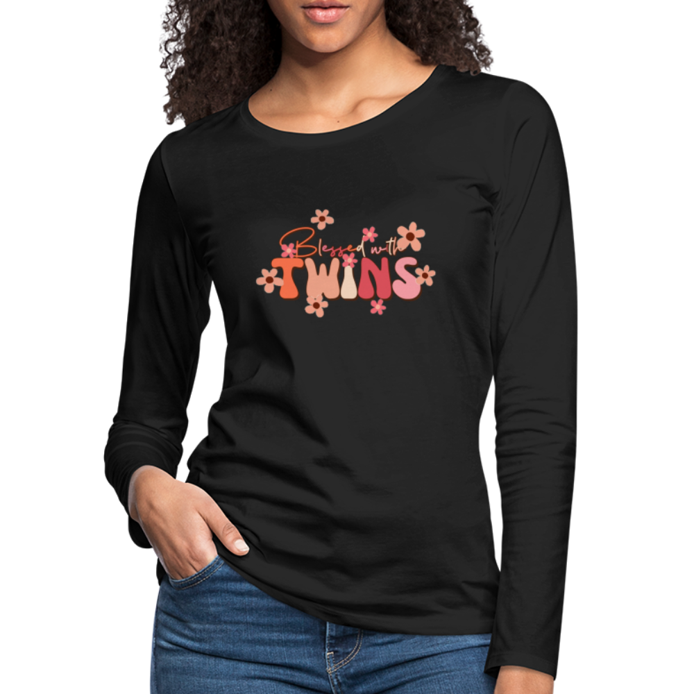 Blessed With Twins Women's Premium Long Sleeve T-Shirt - black