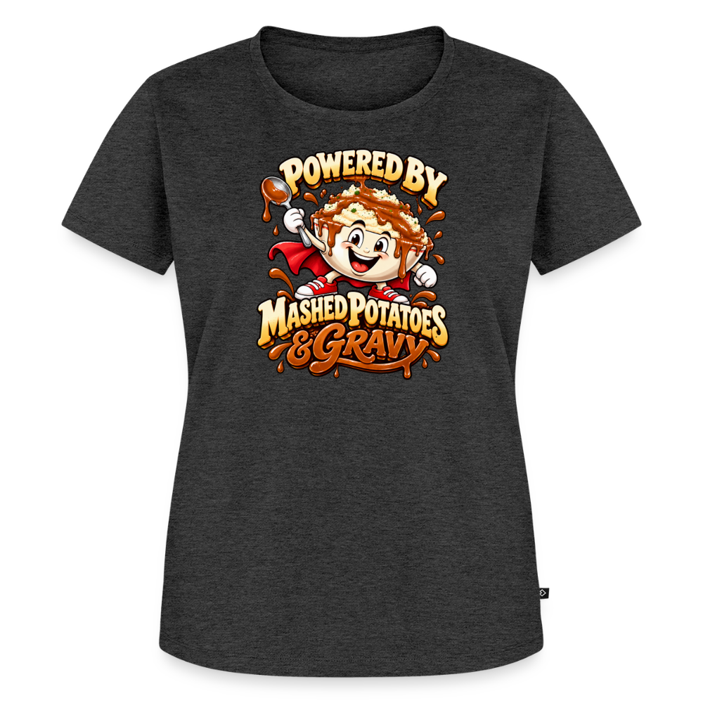Powered by Mashed Potatoes & Gravy – Superhero Women’s Premium T-Shirt - heather anthracite