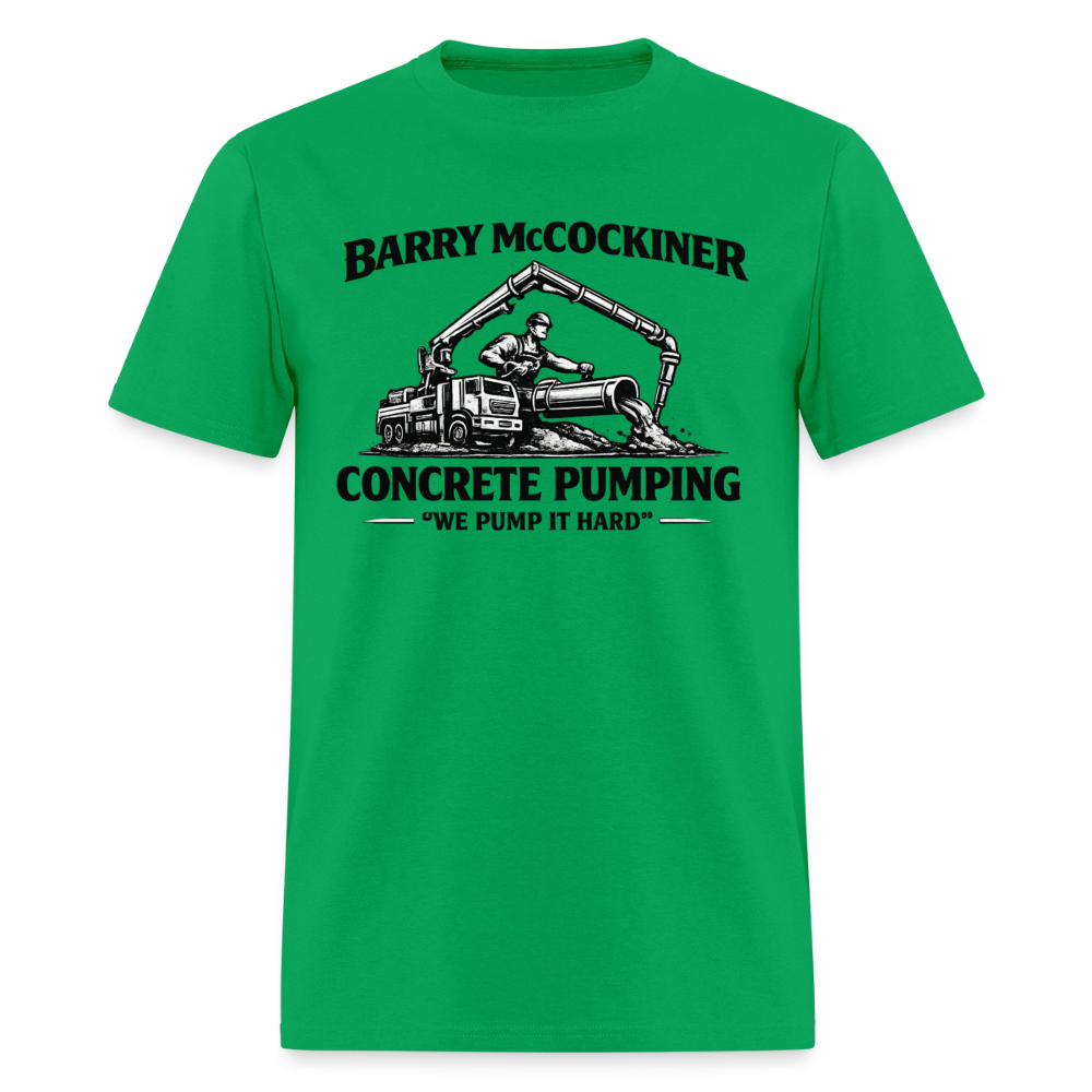 Barry McCockiner Concrete Pumping Funny Tee Color: Bright Green