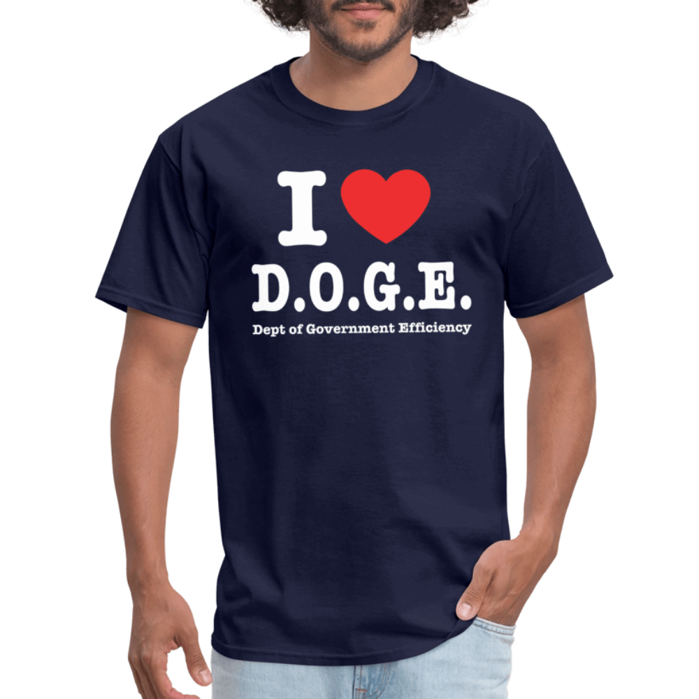 I Love DOGE (Dept of Government Efficiency) T-Shirt - navy
