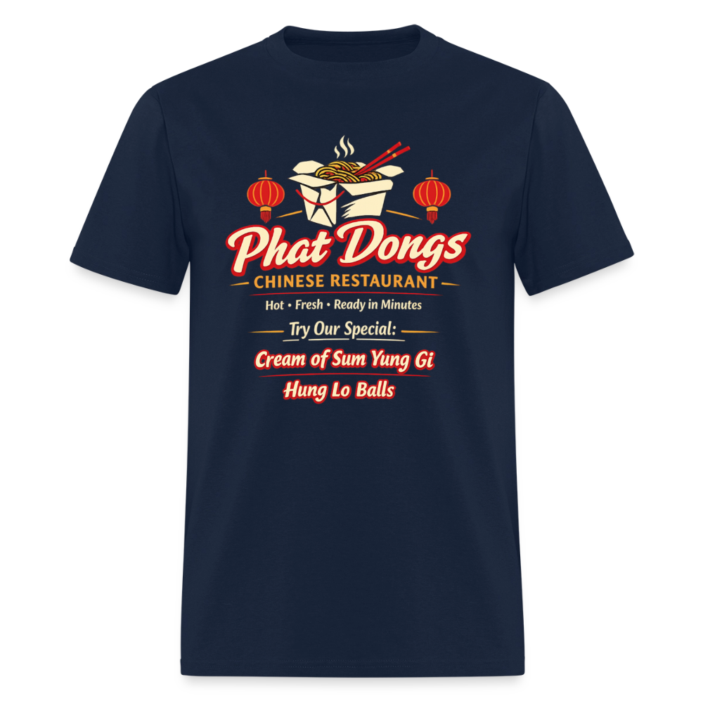 Phat Dongs Funny Chinese Restaurant T-Shirt - navy