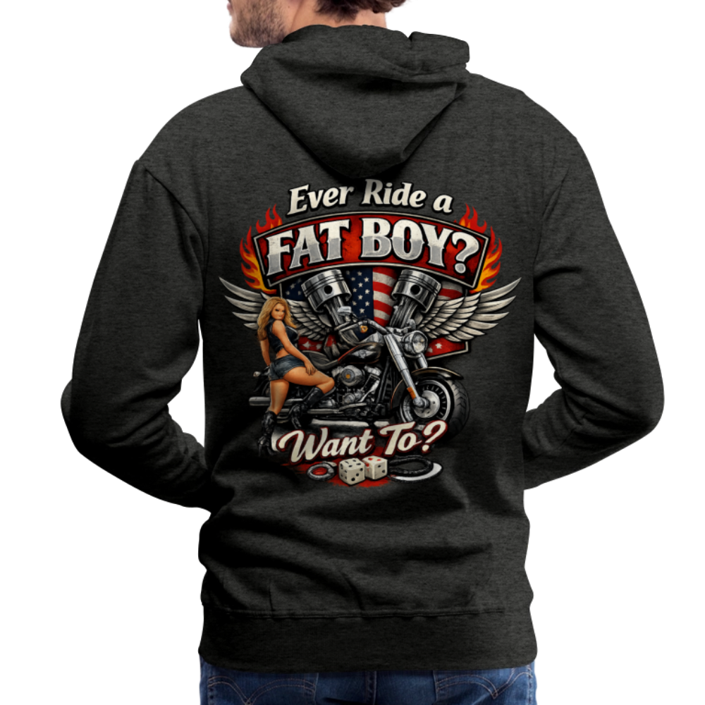 Ever Ride A Fat Boy Want To Funny Biker Hoodie (Front & Back) Color: Royal Blue