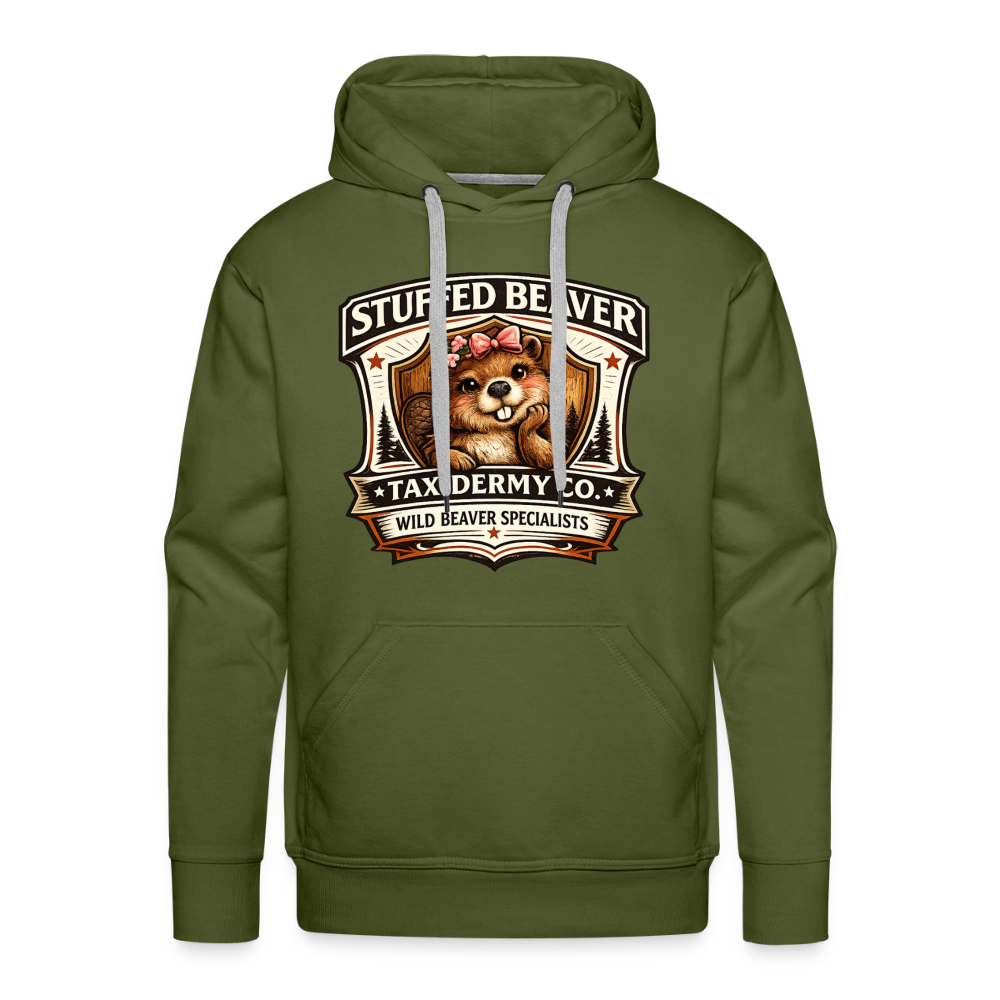 Stuffed Beaver Taxidermy Funny Adult Hoodie Color: Olive Green