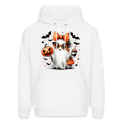 Cute Halloween Ghost with Pumpkins and Bats Hoodie (Halloween Mom) - white