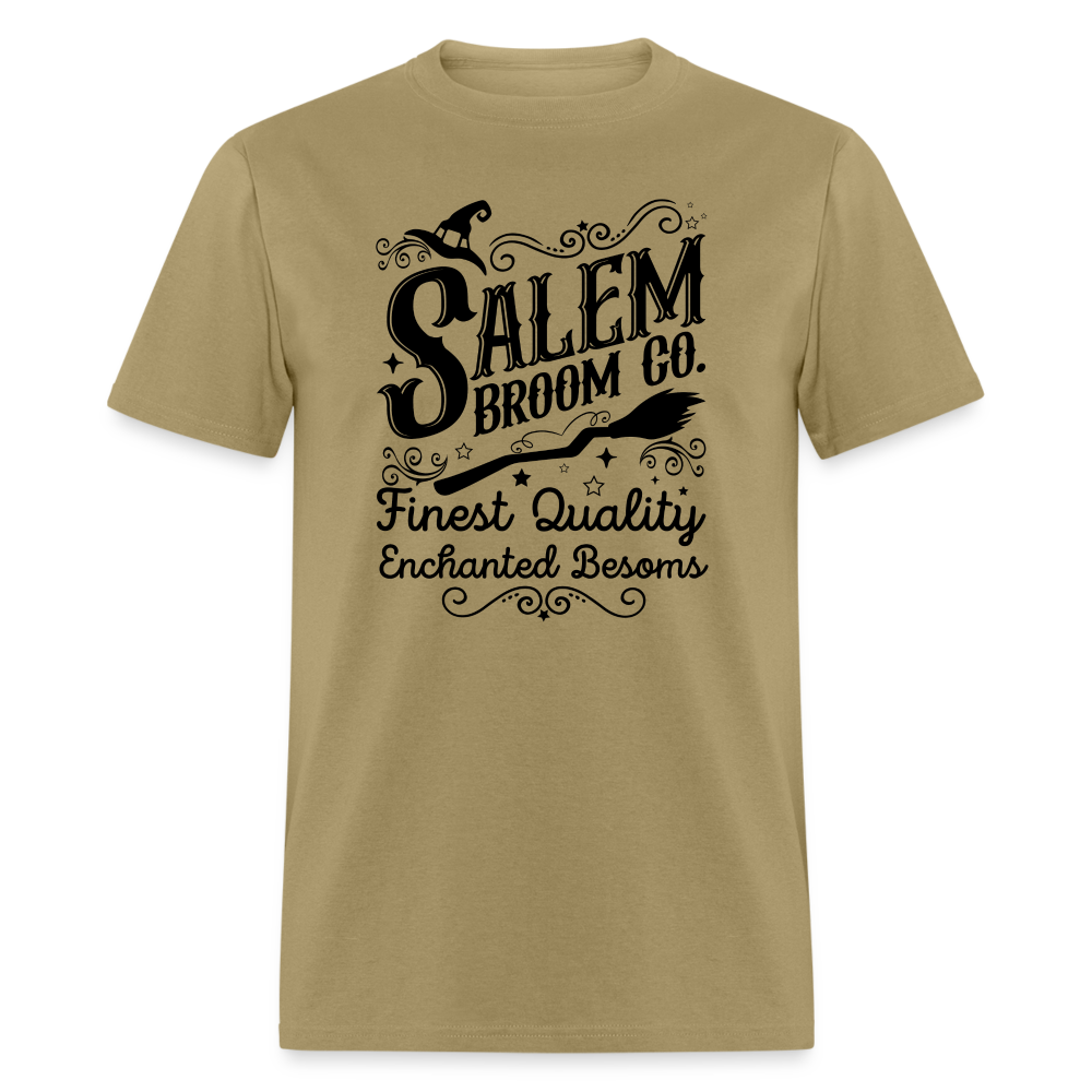 Salem Broom Co. Finest Quality Enchanted Besoms T-Shirt (Halloween) - khaki