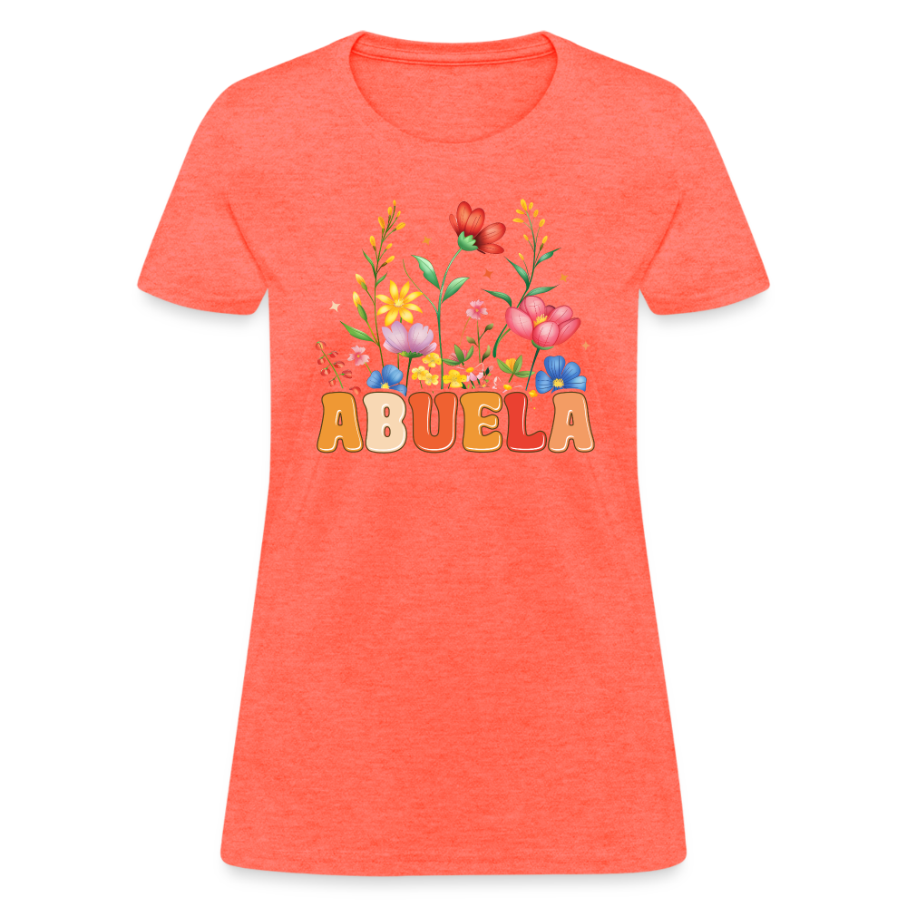 Abuela Women's T-Shirt with Floral Design - heather coral