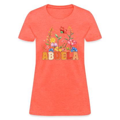 Abuela Women's T-Shirt with Floral Design - heather coral