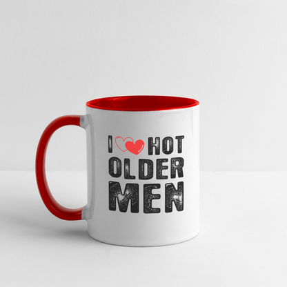 I Heart Hot Older Men (I Love Hot Older Men) Coffee Mug - white/red