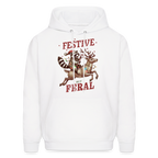 Festive But Feral Raccoon Christmas Hoodie