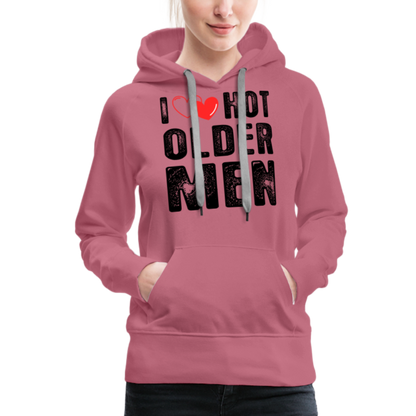 I Heart Hot Older Men (I Love Hot Older) Men Women’s Premium Hoodie - mauve