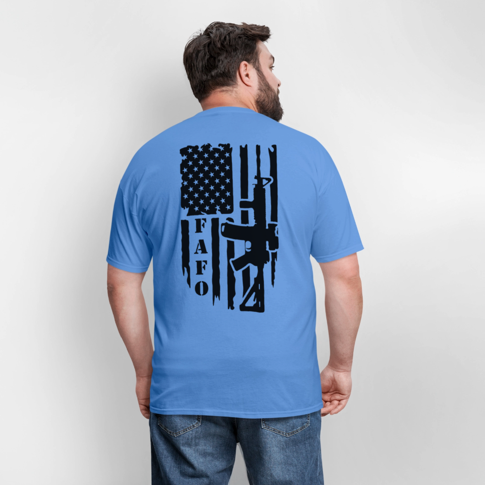 FAFO T-Shirt – AR-15 & American Flag Back Print Color: heather gray