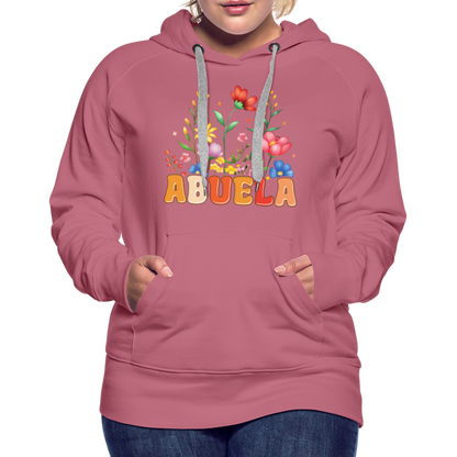 Abuela Women’s Premium Hoodie with Floral Design - mauve