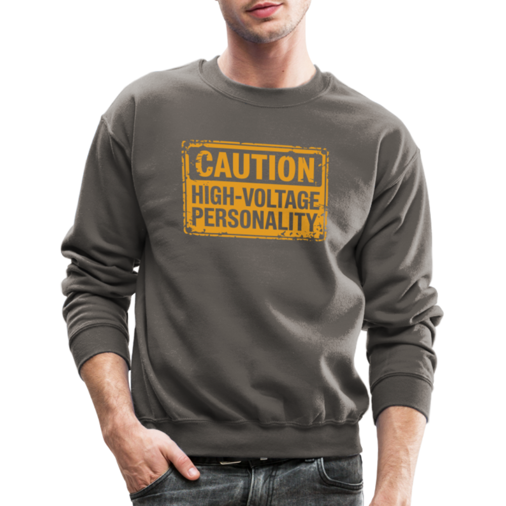 Caution High Voltage Personality Sweatshirt - asphalt gray