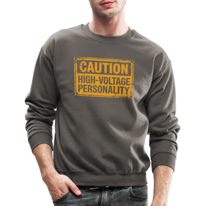 Caution High Voltage Personality Sweatshirt - asphalt gray