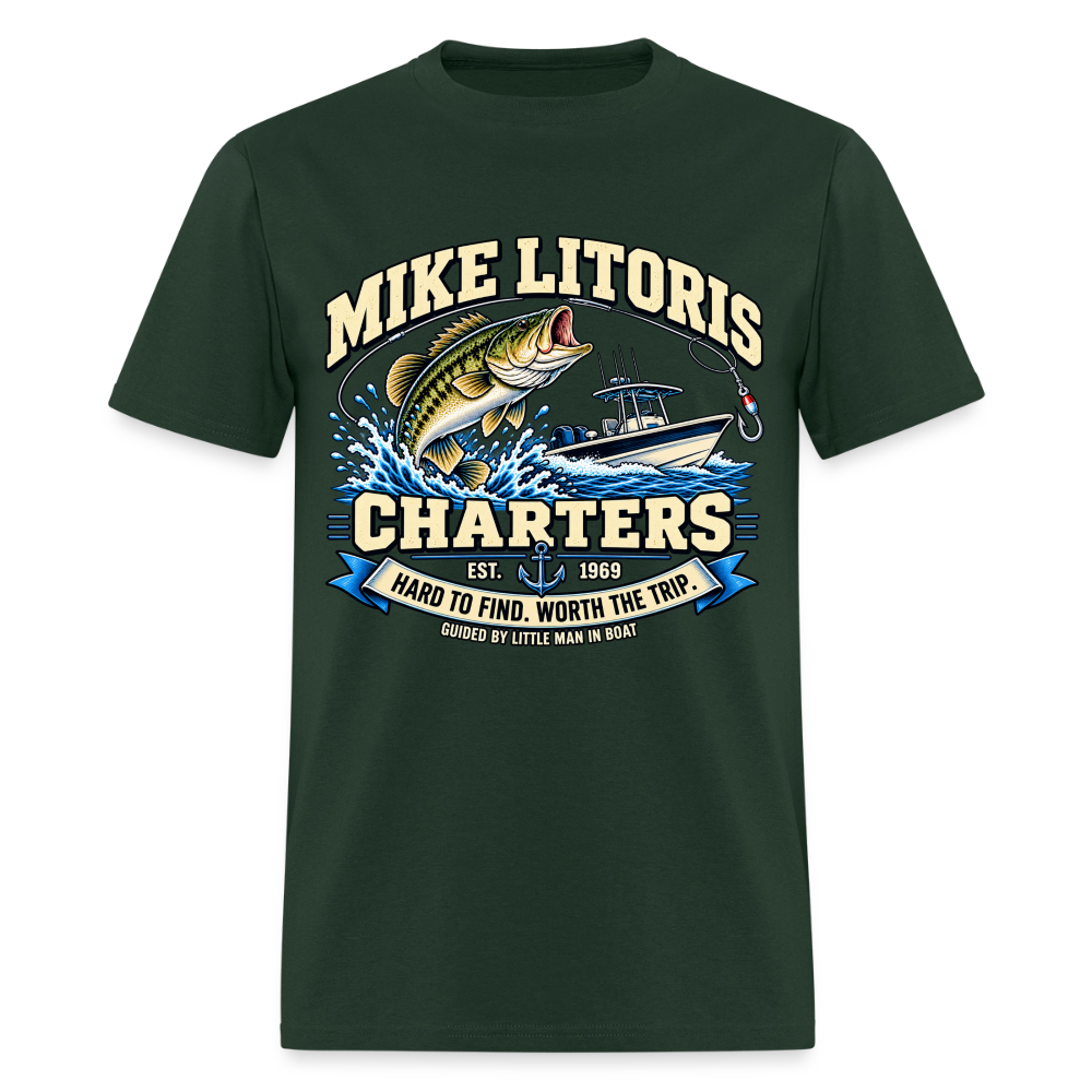 Mike Litoris Fishing Charters T-Shirt Color: Forest Green