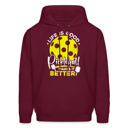 Life Is Good Pickleball Makes It Better Hoodie - burgundy