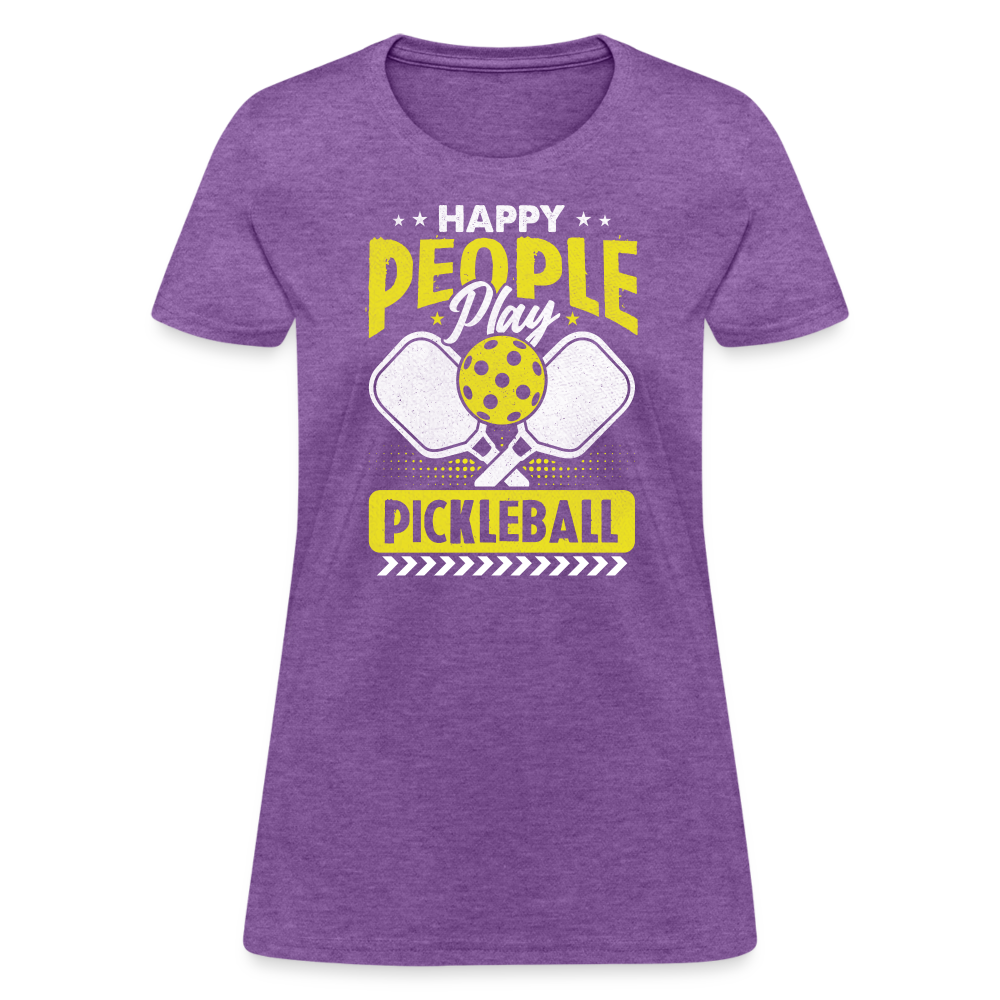 Happy People Play Pickleball Women's Contoured T-Shirt - purple heather