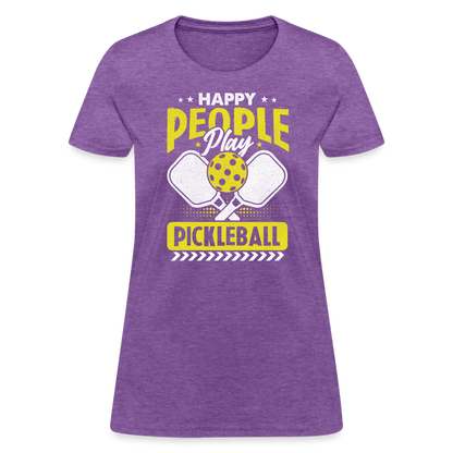 Happy People Play Pickleball Women's Contoured T-Shirt - purple heather