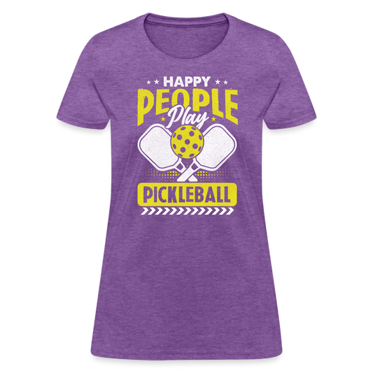 Happy People Play Pickleball Women's Contoured T-Shirt - purple heather