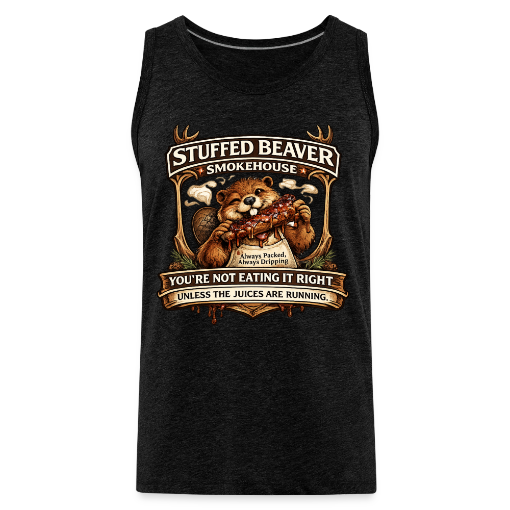Stuffed Beaver Smokehouse Funny Tank Top Color: Deep Navy