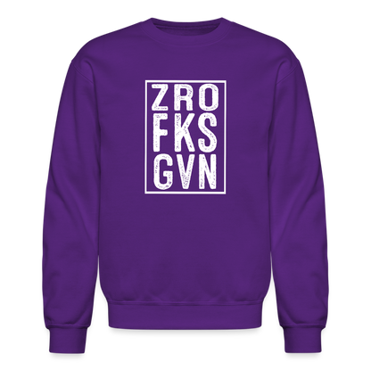 ZRO FKS GVN (Zero Fucks Given) Sweatshirt - purple