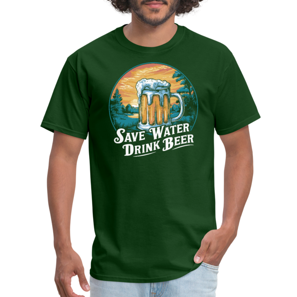 Save Water Drink Beer (Funny Drinking) T-Shirt - forest green