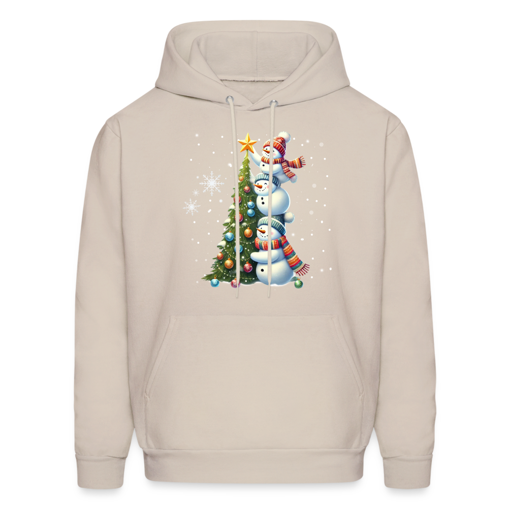 Cute Snowman Decorating Christmas Tree Hoodie - Sand