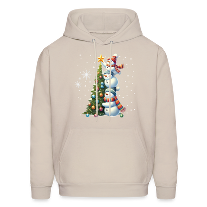 Cute Snowman Decorating Christmas Tree Hoodie - Sand