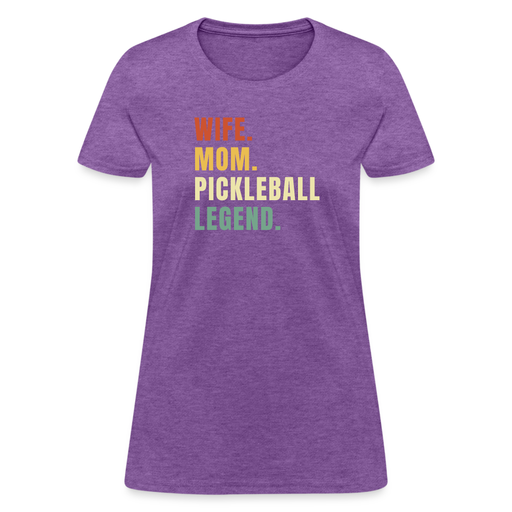 Wife Mom Pickleball Legend Women's Contoured T-Shirt - purple heather