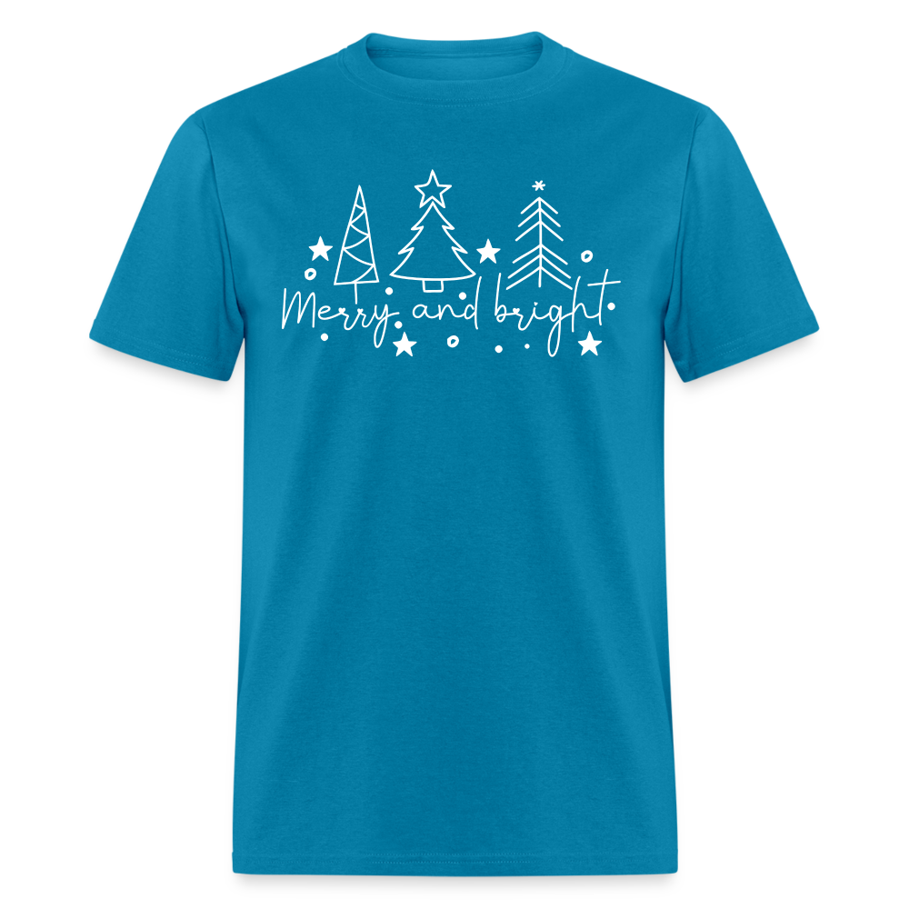 Merry and Bright (Christmas) T-Shirt - turquoise