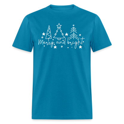 Merry and Bright (Christmas) T-Shirt - turquoise