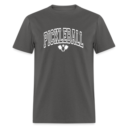 Pickleball T-Shirt (White Arch Letters) - charcoal