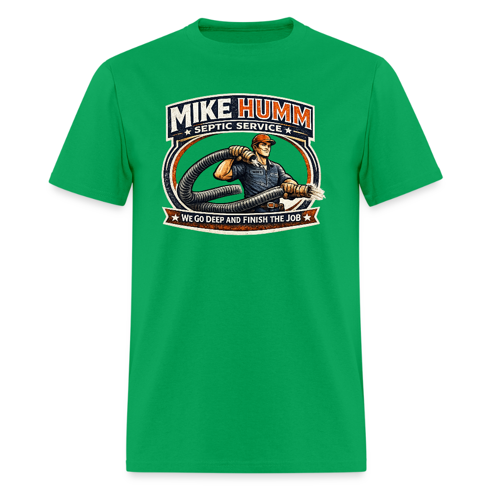 Mike Humm Septic Service T-Shirt Funny Adult Humor Tee Color: bright green