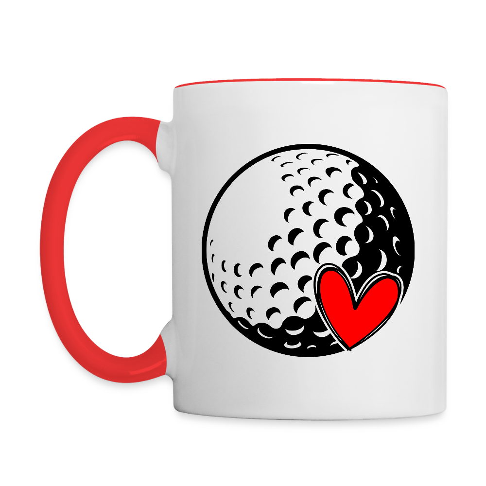 Love Golf Coffee Mug – Simple, Classic Golf Lover’s Gift - white/red