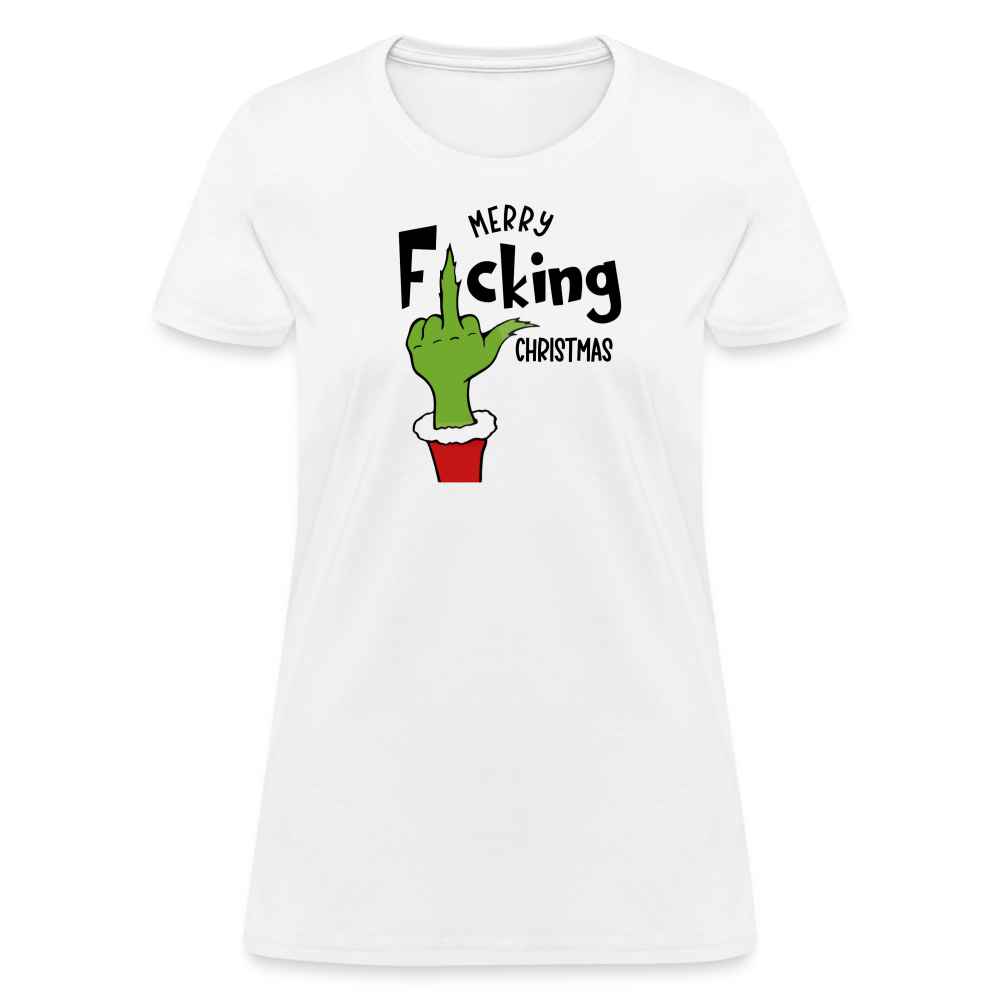 Merry F*cking Christmas grumpy Middle Finger Women's T-Shirt - white