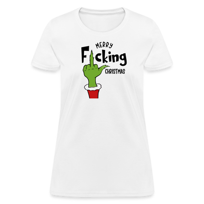 Merry F*cking Christmas grumpy Middle Finger Women's T-Shirt - white