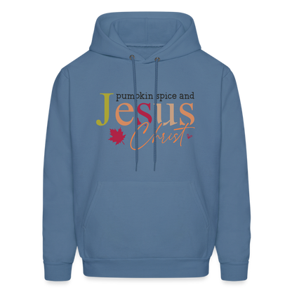 Pumpkin Spice and Jesus Christ Hoodie - denim blue