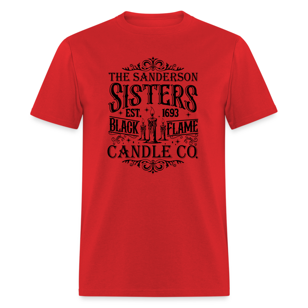 The Sanderson Sisters Black Flame Candle Co. T-Shirt (Halloween) - red