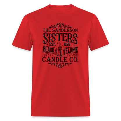 The Sanderson Sisters Black Flame Candle Co. T-Shirt (Halloween) - red