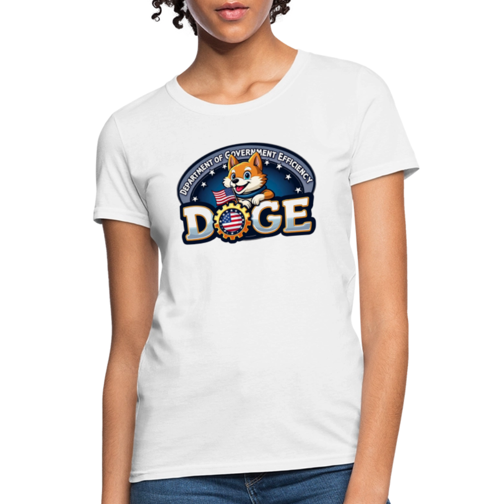 DOGE Logo (Dept of Government Efficiency) Women's Contoured T-Shirt - white